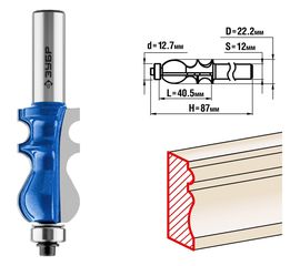 Фреза кромочная фигурная №2 ПРОФЕССИОНАЛ (22.2х40.5х87 мм; хвостовик 12 мм) Зубр 28713-22.2 