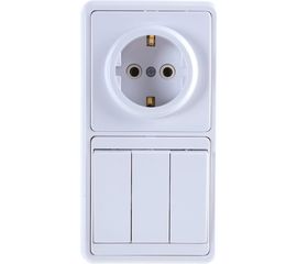 Комбинированный блок Кунцево-Электро БЭЛЛА скрытая установка выключатель+розетка БКВР-033 5843 