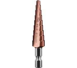 Сверло ступенчатое по сталям и цветным металлам КОБАЛЬТ (4-12 мм; 9 ступеней; Р6М5+Co) ЗУБР 29672-4-12-9_z01 