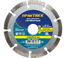 Диск алмазный сегментный Мастер (125х22.2 мм) ПРАКТИКА 030-672 