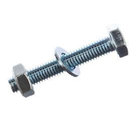 Болт Tech-Krep DIN933 с шестигранной головкой, оцинкованный М10х60 + гайка + шайба 2 шт - пакет 114056 