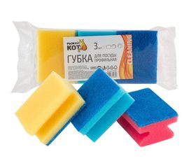 Профильная губка для посуды Рыжий кот 3 шт 003927 