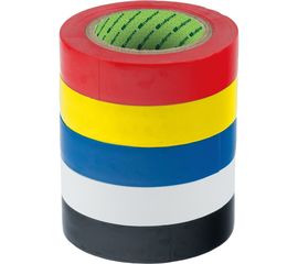 Набор изолент СИБРТЕХ ПВХ цветных 15мм х 10м, 5 шт.130 мкм 88799 
