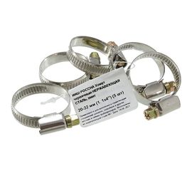 Червячный хомут РОССНА 20х32 мм 1 1/4" нержавеющая сталь, винт, 5 шт. Р860713 DIY 