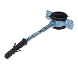 Металлический сантехнический хомут со шпилькой и дюбелем СВК 25-29, 3/4 дюйма, гайка М8 SVK-F020М8 