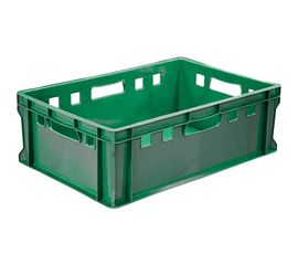 Ящик Тара.ру п/э мясной 600x400x200 сплошной Е2 зеленый 20314 