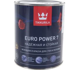 Краска TIKKURILA EURO POWER 7 моющаяся для стен и потолка, матовая, база A 0,9л 700001118 
