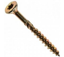 Конструкционный самозенкующий саморез BULLIT TORX20 4x45, желтый, потайной, 12 шт., подвес КР.193145 