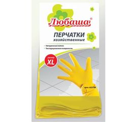 Латексные хозяйственные перчатки ЛЮБАША Эконом с х/б напылением рифленая ладонь размер XL 