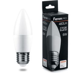 Светодиодная лампа FERON PRO LB-1306 Свеча E27 6W 2700K OSRAM LED 38050 