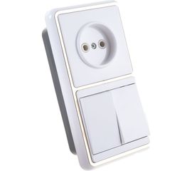 Комбинированный блок Кунцево-Электро БЭЛЛА скрытой установки выключатель+розетка БКВР-038 З 5828 