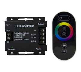 Контроллер RGB Apeyron 12В, 288 Вт, 3 канала х 8А, пульт сенсорный 04-03 