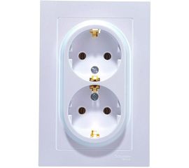 Двухместная розетка Schneider Electric ATLAS DESIGN с заземлением 16А в сборе жемчуг ATN000424 
