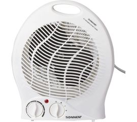Тепловентилятор SONNEN F-200, 1000/2000 Вт, 2 режима работы, белый, 453493 
