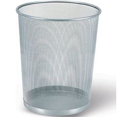 Металлическая корзина для бумаг BRAUBERG Germanium большая, 20 литров, серебристая 231957 