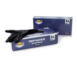 Виниловые неопудренные перчатки AVIORA черные, р.XL, 100 шт. 402-737 