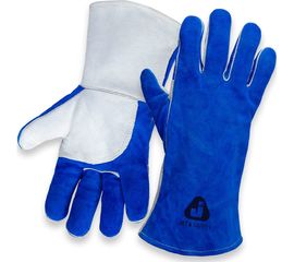 Перчатки сварщика с крагой Jeta Safety Ferrus Frost, цвет синий/серый, JWK601-XL 