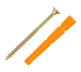 Набор для крепления ВИРТУОЗ дюбель 10х61 U, шуруп 6х80 потайная головка, желтый цинк, 16 шт. 94049 