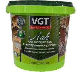 Акриловый лак для наружных и внутренних работ VGT матовый, бесцветный 0,9 кг 11600825 