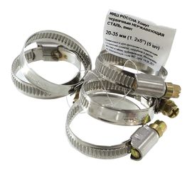 Червячный хомут РОССНА 20х35 мм 1 2/5"" нержавеющая сталь, винт, 5 шт. Р860714 DIY 