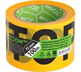 Предупреждающая STOP лента ZOOM 75 мм x 100 м, желтая 02-5-5-001 