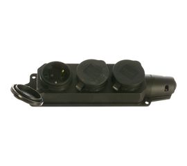 Тройная каучуковая розетка IN HOME с заземлением с заглушками 16А IP44 черная 9323 4690612010281 