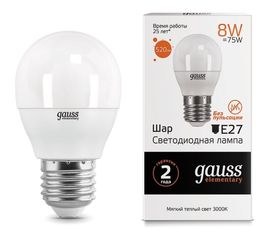 Лампа LED Globe 8W E27 3000K Gauss Elementary 53218 