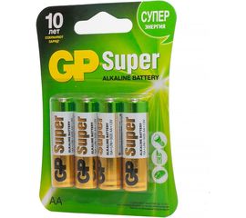 Алкалиновые батарейки GP Super Alkaline 15А АA - 4 шт. 15A-2CR4 