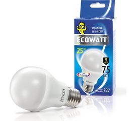 Светодиодная лампа ECOWATT A60 230В 9W 4000K E27 холодный белый свет груша 4606400614845 