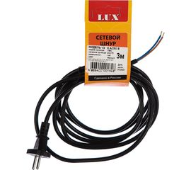 Сетевой шнур с вилкой Lux V2 ПВС 2x0.75 мм 3 м черный без заземления 4606400001348 