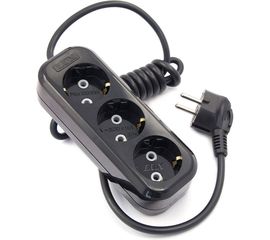 Сетевой удлинитель, черный У3-Е-02 3-местный с з/к, 250В, 16А, 2м LUX 4606400418962 