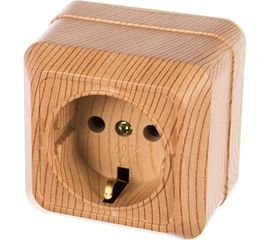 Розетка Intro 220211 2PE Schuko, 16А, 250В, IP20, ОУ, Quadro, сосна Б0027651 