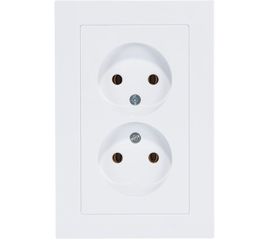 Двухместная розетка Schneider Electric ATLAS DESIGN без заземления 16А в сборе белая ATN000120 