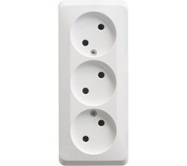 Тройная розетка Schneider Electric ЭТЮД открытой установки, без заземления, без шторок, 16А, 250B, белый PA16-009B 