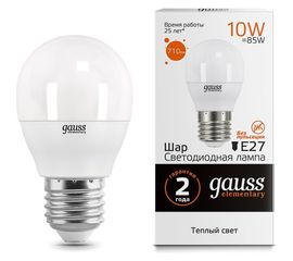 Лампа Gauss LED Elementary Шар 10W E27 880lm 3000K 53210 