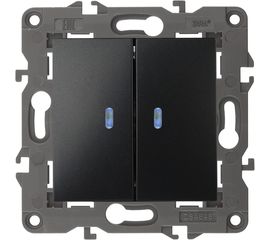 Двойной выключатель с подсветкой ЭРА 14-1105-05 10АХ-250В, IP20, Elegance, антрацит Б0034241 