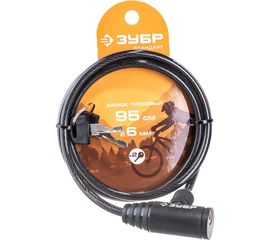 Тросовый замок Зубр Стандарт 2 ключа в комплекте длина троса 950 мм d 6 мм 37269-95 