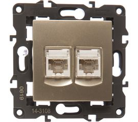 Розетка ЭРА 14310804 2хRJ45, IP20, шампань Б0034311 