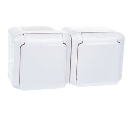 Розетка Legrand 2-м ОП Quteo 16А с защитной крышкой, защитные шторки, с заземлением IP44 белая Leg 782323 255251 