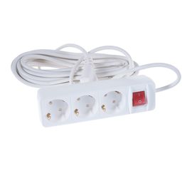 Бытовой удлинитель СОЮЗ ТМ 2200 Вт, с заземлением, выключатель, 3 гнезда, ПВС, 10м 481S-7310 