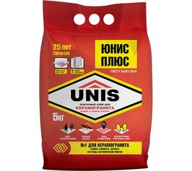 Плиточный клей UNIS Плюс, повыш. прочности 5кг 26219 