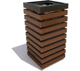 Уличная урна 7 скамеек Аллея, сосна, палисандр 67062/АЛЛ/9005/С_ПАЛ 