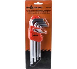 Набор удлиненных Г-образных шестигранников КВАЛИТЕТ с шаровым профилем 9 шт. НКШУГ-9 6626729 