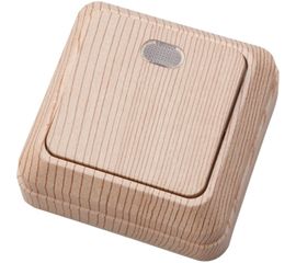 1-клавишный выключатель АБК-СИЛА с подсветкой 10А АЛЬТАИР сосна 5400107 