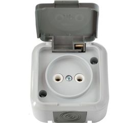 Розетка Bylectrica 1-местная ОУ IP54, серия ПРАЛЕСКА АКВА, серый, РА16-296 03 