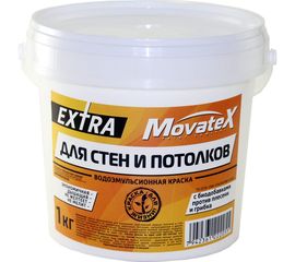 Водоэмульсионная краска Movatex EXTRA для стен и потолков, 1 кг Т11869 