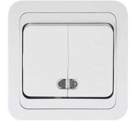 Двухклавишный выключатель с подсветкой, белый Makel Mimoza 12023 