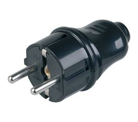 Разборная прямая вилка IEK ВПп10-02-Ст, с заземляющим контактом, 16А, черная EVP10-16-01-K02 