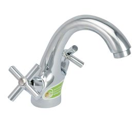 Двуручный смеситель для умывальника Juguni JGN0741, кран-букса керамика, хром 0402.722 