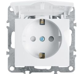 1-местная розетка STEKKER с заземлением с крышкой, механизм, 250В,16А, серия Эрна, белый PST16-9112-01 39319 